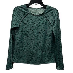 All In Motion Women’s Sz Lg Long Sleeve Tagless Green Black Pull Over, EUC, V495
